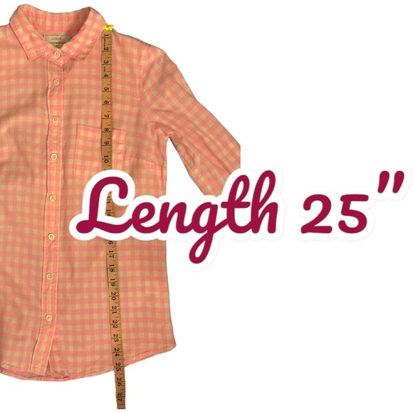 J Crew Gingham Checkered Button Up Boy Shirt  Barbie Pink & White Size 0 EUC - Picture 5 of 13